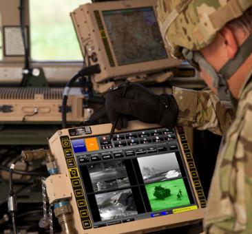 US soldier uses quad screen